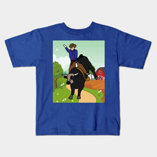 Rodeo Riding On A Bull Kids T-Shirt by flofin